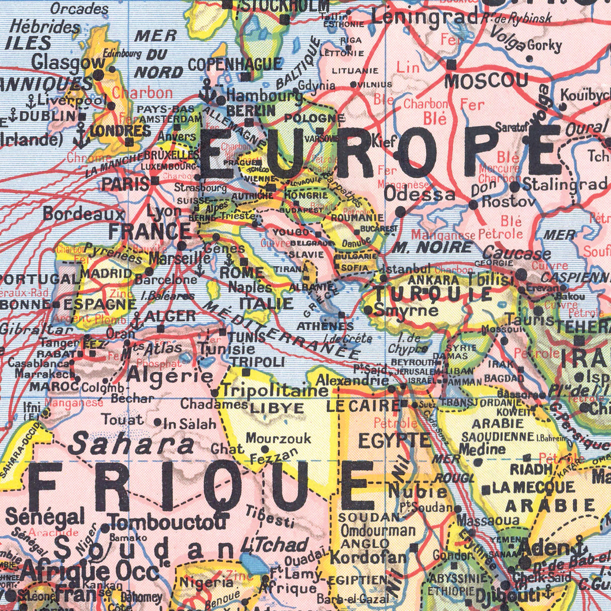 Planisphere Politique Etats Villes et Colonies Francaise - J. Forest
