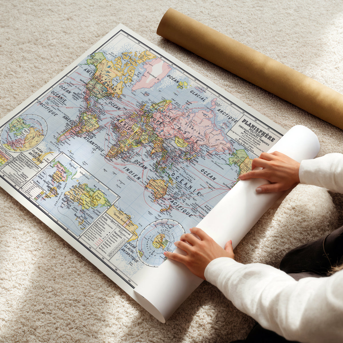 Planisphere Politique Etats Villes et Colonies Francaise - J. Forest