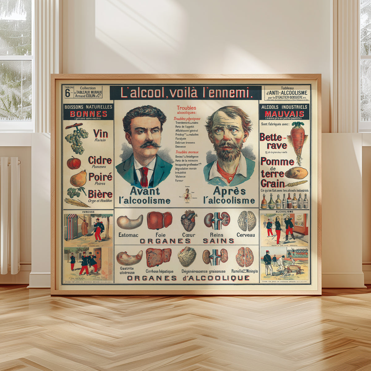 Tableau Mural du Dr. Galtier-Boissiere 6 - ANTI-ALCOOLISME - 120 x 100 cm - (reproduction ancien taleau mural)