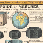 Tableau Mural Informatif - POIDS ET MESURES LOI 1903 - 125 x 98 cm - (reproduction ancien taleau mural)