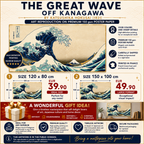 The Great Wave off Kanagawa Hokusai – XXL Wall Art – 120 x 80 cm or 150 x 100 cm