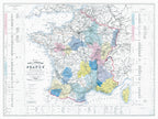 Carte VINICOLE et HYDROGRAPHIQUE de la FRANCE - 120 x 90 cm (reproduction ancienne carte scolaire)