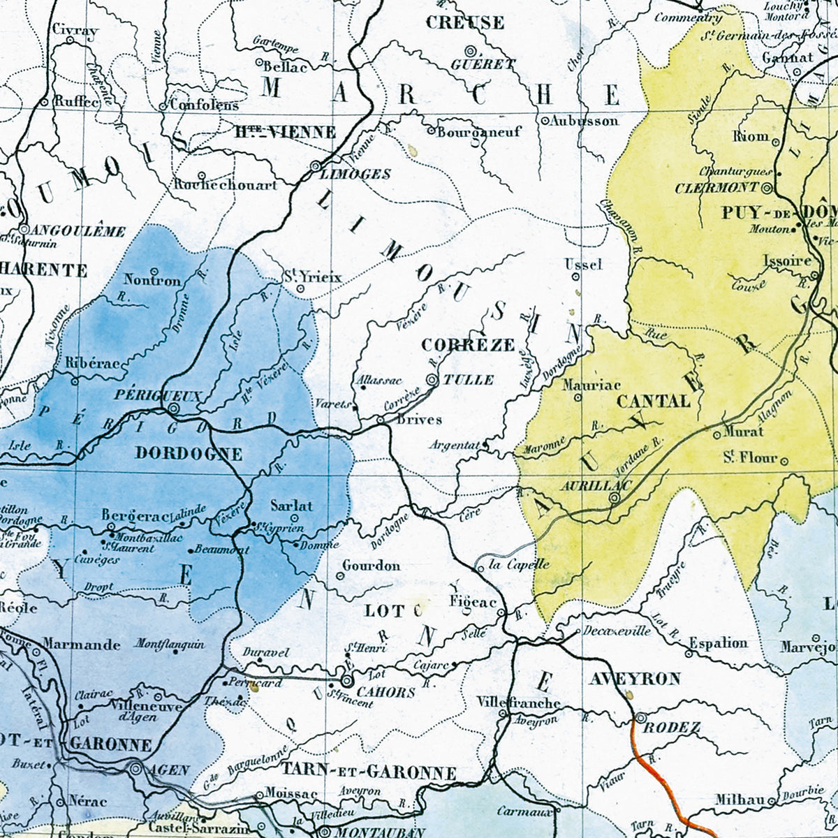 Carte VINICOLE et HYDROGRAPHIQUE de la FRANCE - 120 x 90 cm (reproduction ancienne carte scolaire)